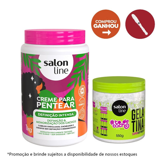 Kit Definição Gelatina #todecacho 550g + Creme para Pentear 1 kg - Salon Line