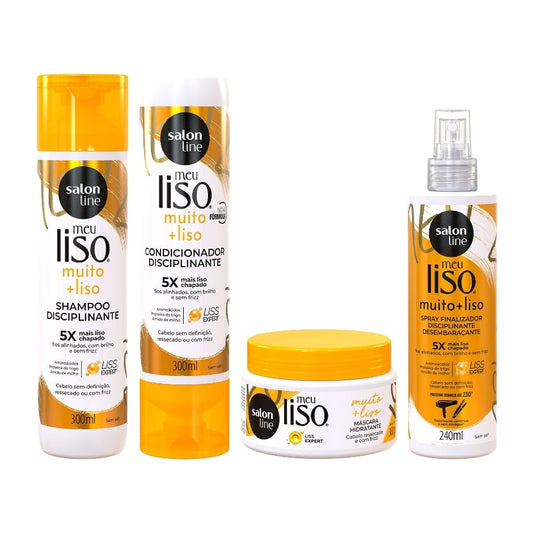 Kit Meu Liso Muito + Liso com Spray Defrizante Protetor Térmico