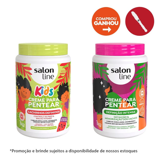 Kit Familia Creme para pentear Definição Intensa + Kids Cachinhos Definidos Salon Line