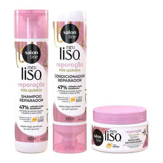 Kit Meu Liso Reparação com Máscara de hidratação Salon Line