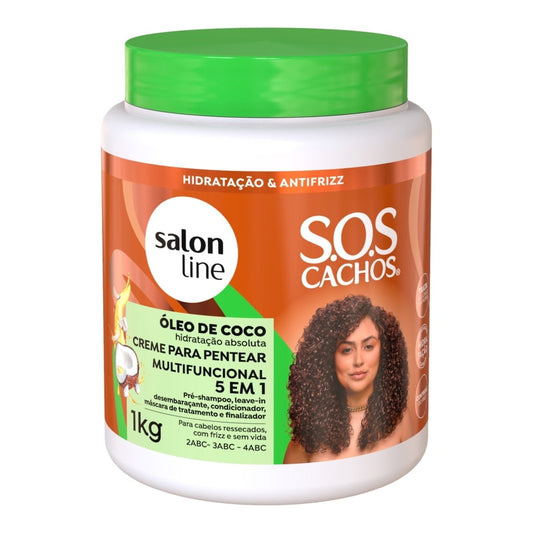 Creme Para Pentear 5 em 1 SOS Cachos Óleo de Coco 1kg